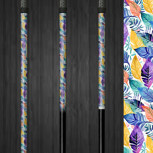 Close-up of Artistic Blooms vinyl golf shaft wrap, highlighting an elegant floral pattern on a golf club for a sophisticated, customized look.