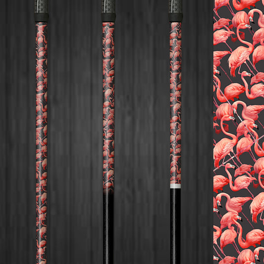 Close-up of Coral Dreams vinyl golf shaft wrap, showcasing a soft, coral-inspired pattern on a golf club for an elegant, customized look.