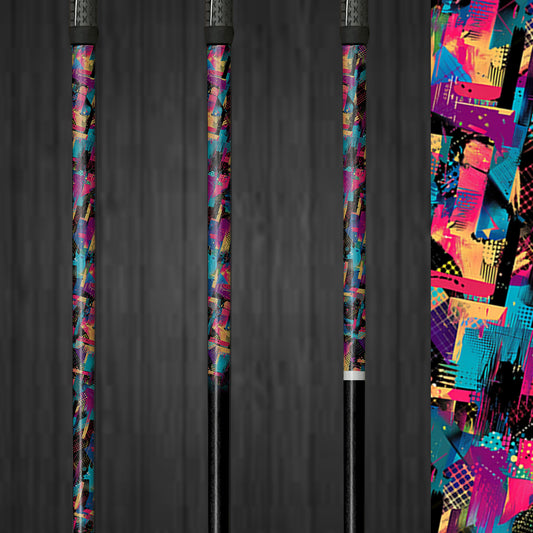 Set of 3 Dynamic Fusion vinyl golf shaft wraps, highlighting a bold and energetic pattern on golf clubs for a powerful, customized look.