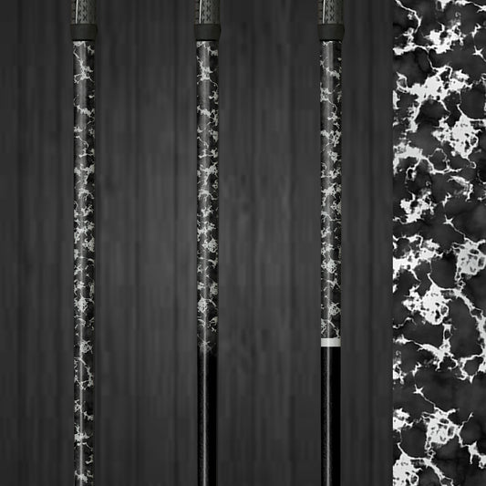 Set of 3 Serene Marble vinyl golf shaft wraps, showcasing a calming marbled pattern on golf clubs for a tranquil, customized look.